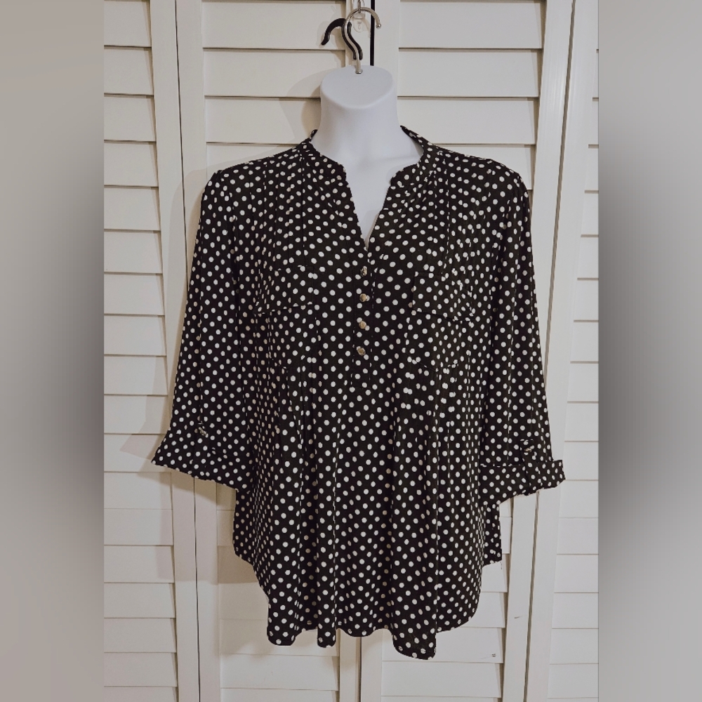 Cocomo Woman 3X Plus Polka Dot Top Shirt